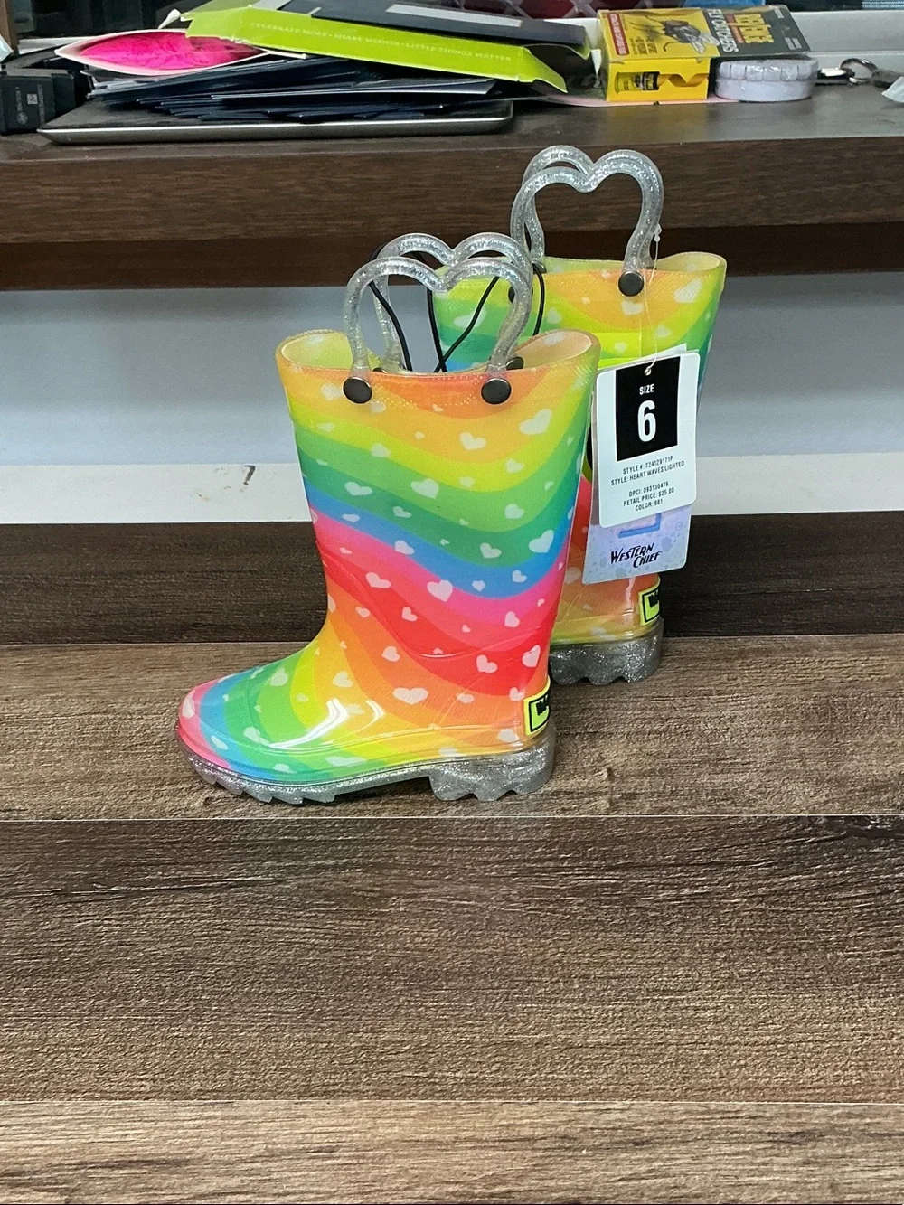 Western Chief Kids Rainbow Heart Rain Boots - Bright Multicolor